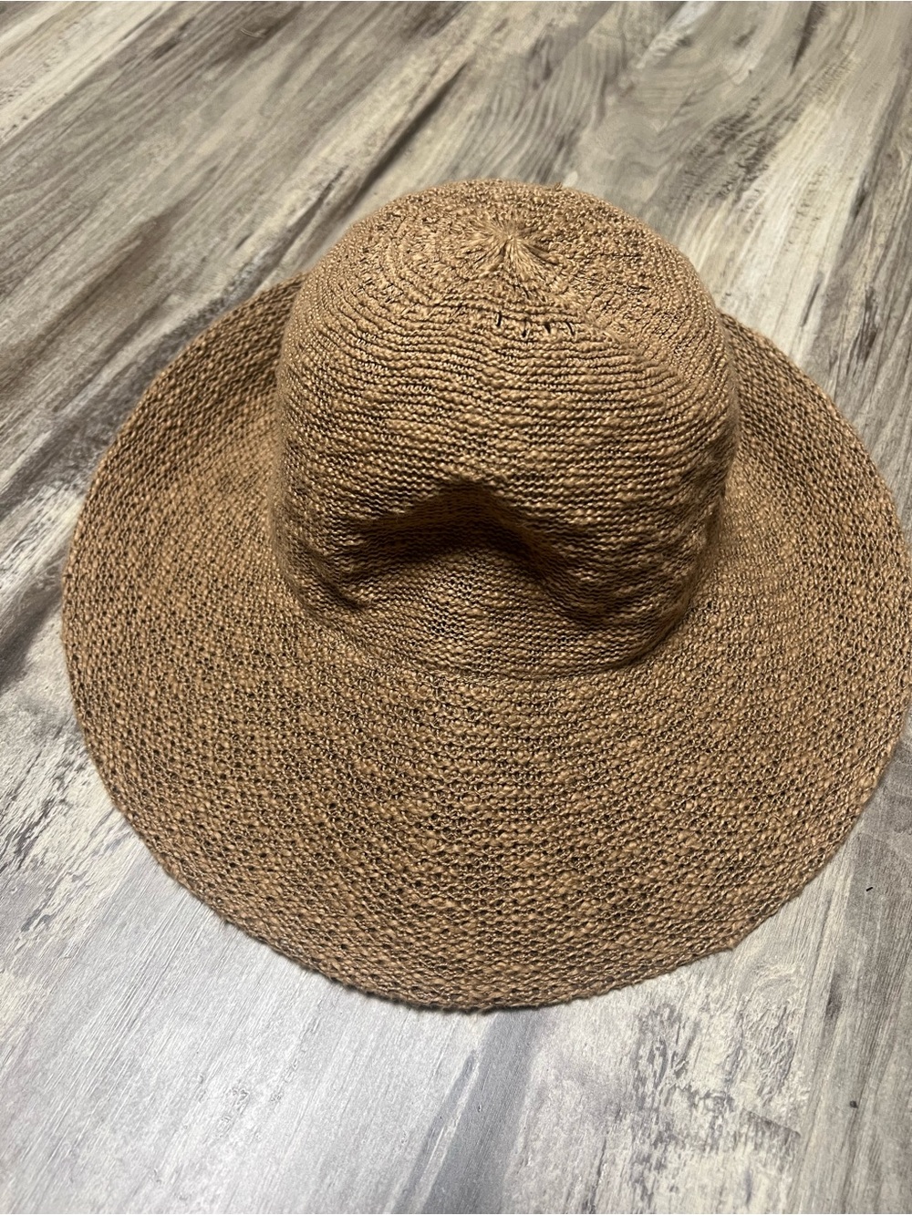 Shihreen Packable Cotton Blend Wide Turn Brim Sun Hat in Tan
